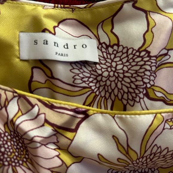 Sandro Silk Lilac Multi, Silk Printed Top, Size XS - Picture 3 of 6